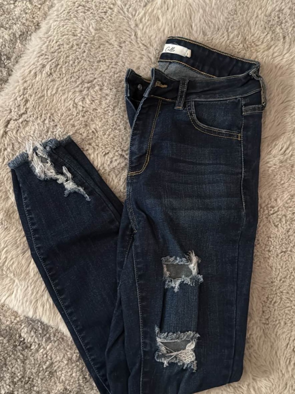 Cello Dark Blue Distressed Skinny Jeans